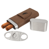 Laserable Leatherette Cigar Case with Cutter - Laser Engraved Leatherette