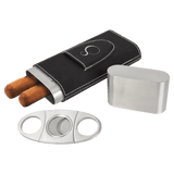 Laserable Leatherette Cigar Case with Cutter - Laser Engraved Leatherette