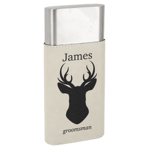 White with Black Engraving Laserable Leatherette Cigar Case with Cutter - Laser Engraved Leatherette