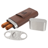 Laserable Leatherette Cigar Case with Cutter - Laser Engraved Leatherette