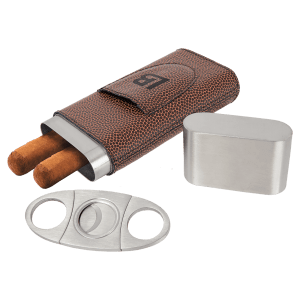 Laserable Leatherette Cigar Case with Cutter - Laser Engraved Leatherette
