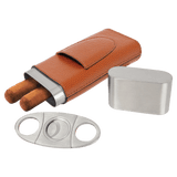 Laserable Leatherette Cigar Case with Cutter - Laser Engraved Leatherette