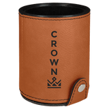 Rawhide with Black Engraving Dice Cup with 5 Dice - Laser Engraved Leatherette
