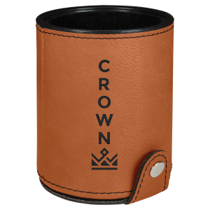 Rawhide with Black Engraving Dice Cup with 5 Dice - Laser Engraved Leatherette