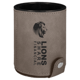 Gray with Black Engraving Dice Cup with 5 Dice - Laser Engraved Leatherette