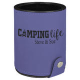 Purple with Black Engraving Dice Cup with 5 Dice - Laser Engraved Leatherette