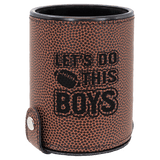 Football with Black Engraving Dice Cup with 5 Dice - Laser Engraved Leatherette