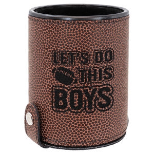Football with Black Engraving Dice Cup with 5 Dice - Laser Engraved Leatherette