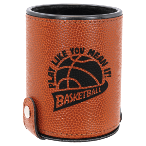 Basketball with Black Engraving Dice Cup with 5 Dice - Laser Engraved Leatherette