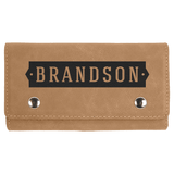 Light Brown with Black Engraving Card & Dice Set - Laser Engraved Leatherette