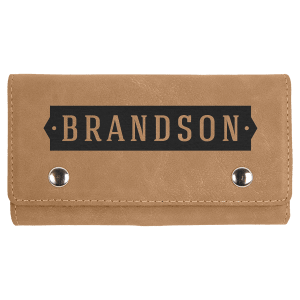 Light Brown with Black Engraving Card & Dice Set - Laser Engraved Leatherette