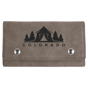 Gray with Black Engraving Card & Dice Set - Laser Engraved Leatherette