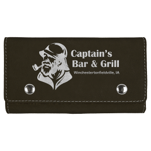Black with Silver Engraving Card & Dice Set - Laser Engraved Leatherette