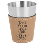 Light Brown with Black Engraving 2 oz Shot Glass - Laser Engraved Premium Glass Award