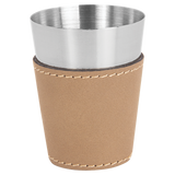 Light Brown with Black Engraving 2 oz Shot Glass - Laser Engraved Premium Glass Award