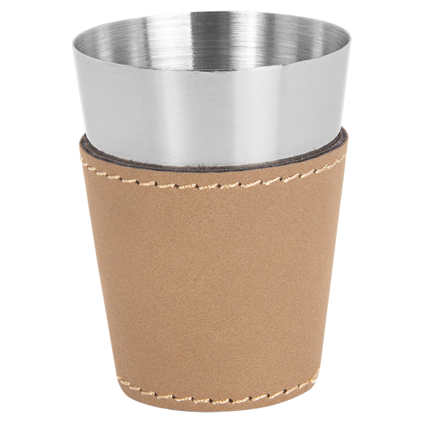 Light Brown with Black Engraving 2 oz Shot Glass - Laser Engraved Premium Glass Award