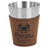 Dark Brown with Black Engraving 2 oz Shot Glass - Laser Engraved Premium Glass Award