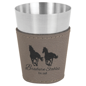 Gray with Black Engraving 2 oz Shot Glass - Laser Engraved Premium Glass Award