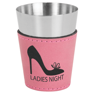 Pink with Black Engraving 2 oz Shot Glass - Laser Engraved Premium Glass Award