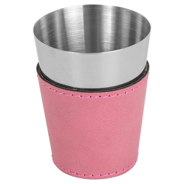 Pink with Black Engraving 2 oz Shot Glass - Laser Engraved Premium Glass Award