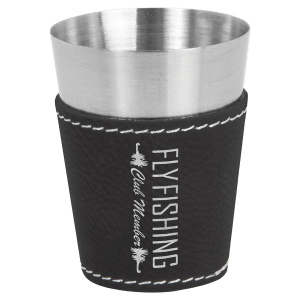 Black with Silver Engraving 2 oz Shot Glass - Laser Engraved Premium Glass Award