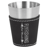 Black with Silver Engraving 2 oz Shot Glass - Laser Engraved Premium Glass Award