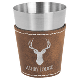 Rustic with Silver Engraving 2 oz Shot Glass - Laser Engraved Premium Glass Award