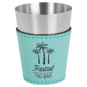 Teal with Black Engraving 2 oz Shot Glass - Laser Engraved Premium Glass Award