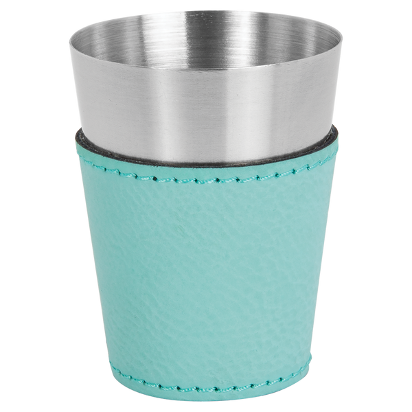 Teal with Black Engraving 2 oz Shot Glass - Laser Engraved Premium Glass Award