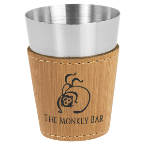 Bamboo with Black Engraving 2 oz Shot Glass - Laser Engraved Premium Glass Award