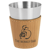 Bamboo with Black Engraving 2 oz Shot Glass - Laser Engraved Premium Glass Award