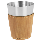 Bamboo with Black Engraving 2 oz Shot Glass - Laser Engraved Premium Glass Award