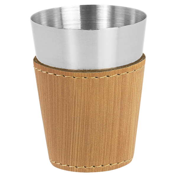 Bamboo with Black Engraving 2 oz Shot Glass - Laser Engraved Premium Glass Award