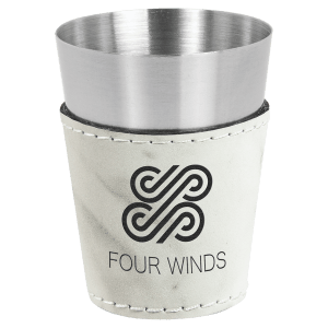 White-Marble 2 oz Shot Glass - Laser Engraved Premium Glass Award