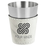 White-Marble 2 oz Shot Glass - Laser Engraved Premium Glass Award