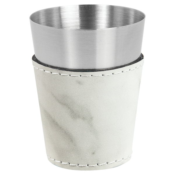White-Marble 2 oz Shot Glass - Laser Engraved Premium Glass Award