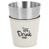 White with Black Engraving 2 oz Shot Glass - Laser Engraved Premium Glass Award