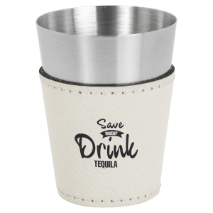 White with Black Engraving 2 oz Shot Glass - Laser Engraved Premium Glass Award