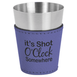 Purple with Black Engraving 2 oz Shot Glass - Laser Engraved Premium Glass Award