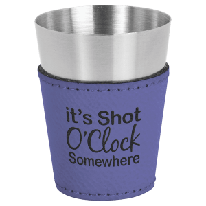 Purple with Black Engraving 2 oz Shot Glass - Laser Engraved Premium Glass Award