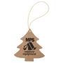 Light Brown with Black Engraving Tree Ornament with String - Laser Engraved Leatherette