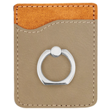 Light Brown with Black Engraving Phone Wallet with Ring - Laser Engraved Leatherette