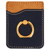 Black with Gold Engraving Phone Wallet with Ring - Laser Engraved Leatherette