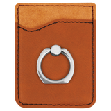 Rawhide with Black Engraving Phone Wallet with Ring - Laser Engraved Leatherette