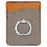 Gray with Black Engraving Phone Wallet with Ring - Laser Engraved Leatherette