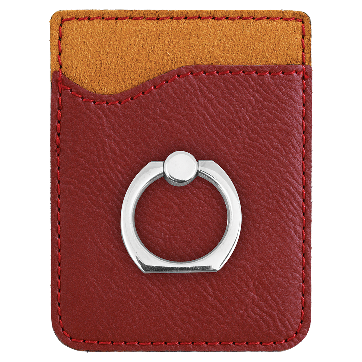 Rose with Black Engraving Phone Wallet with Ring - Laser Engraved Leatherette