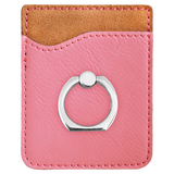 Pink with Black Engraving Phone Wallet with Ring - Laser Engraved Leatherette