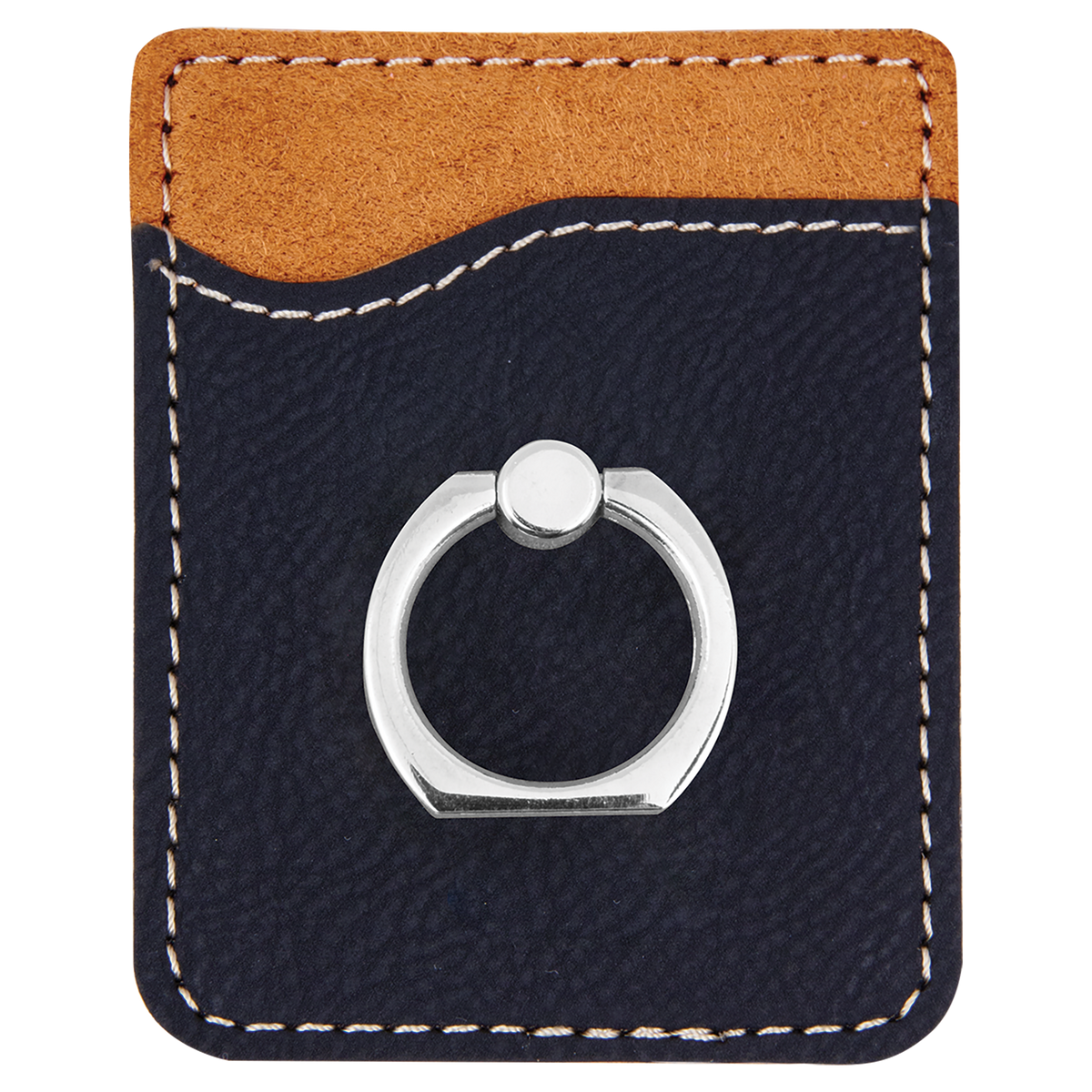 Black with Silver Engraving Phone Wallet with Ring - Laser Engraved Leatherette