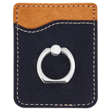 Black with Silver Engraving Phone Wallet with Ring - Laser Engraved Leatherette