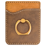 Rustic with Gold Engraving Phone Wallet with Ring - Laser Engraved Leatherette